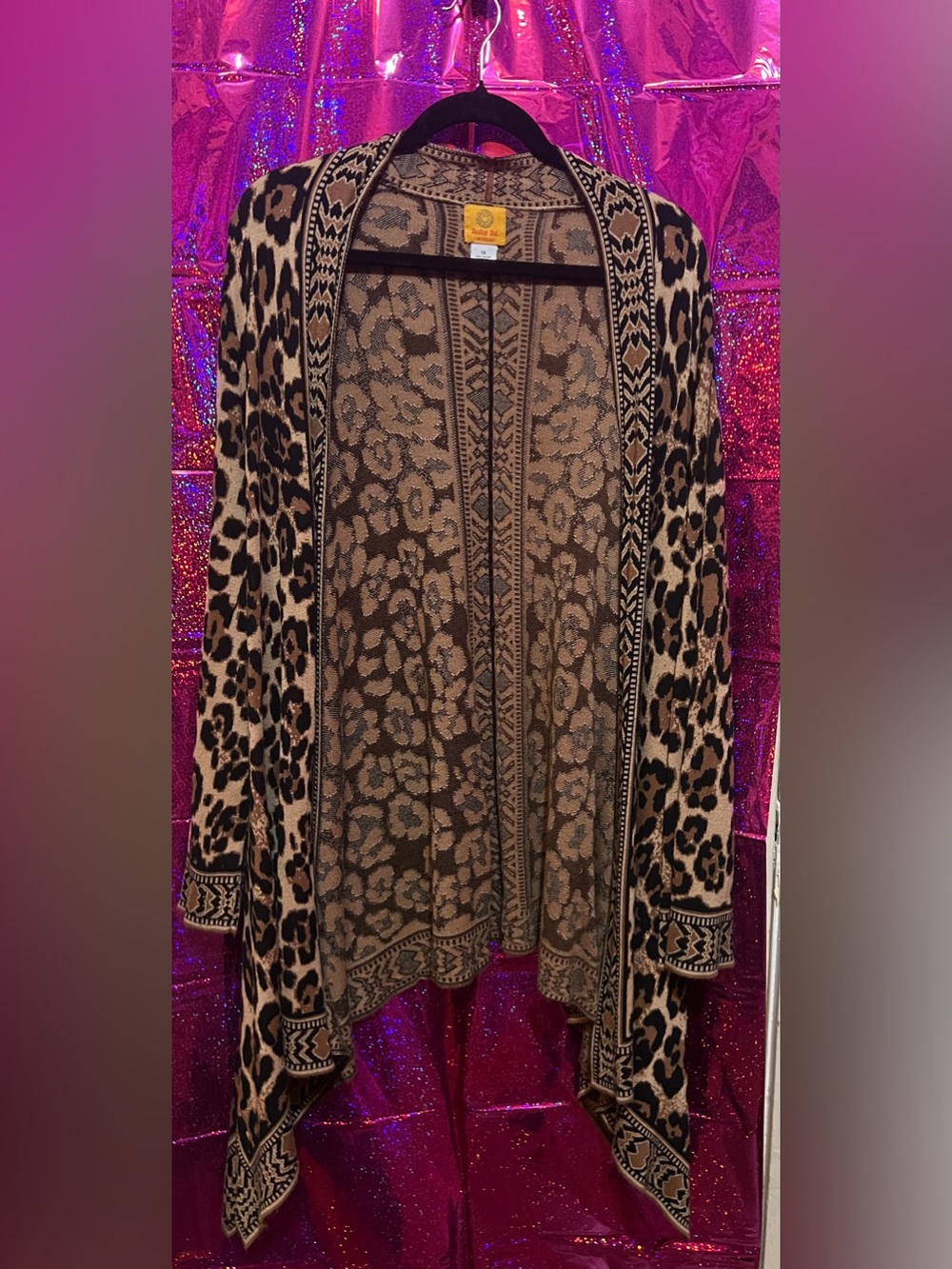 Ruby Rd. Leopard Print Open Front Cardigan Jacket - Brown & Black